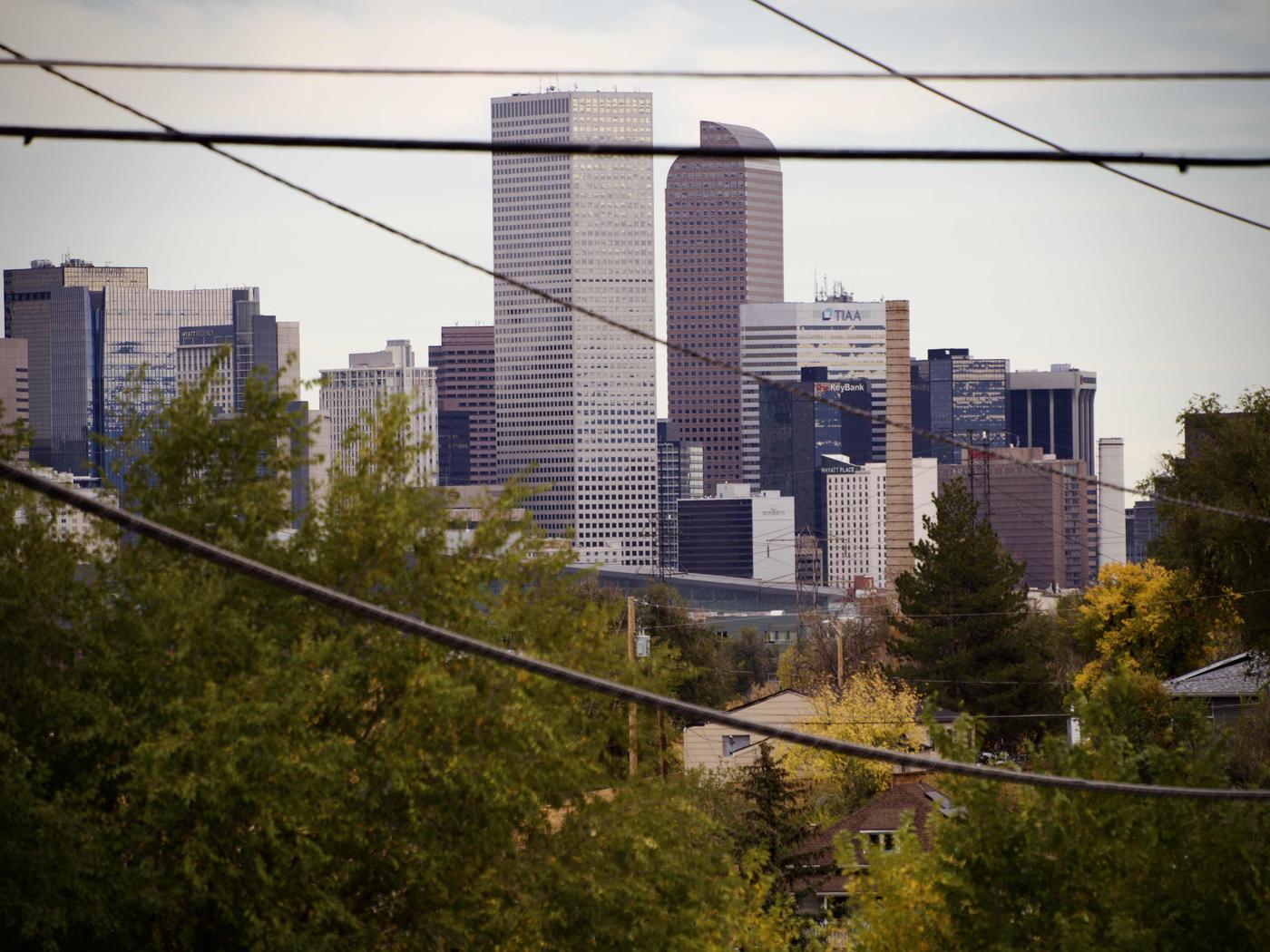 The skyline of Denver taken from Villa Park, Denver by Steven Meyers